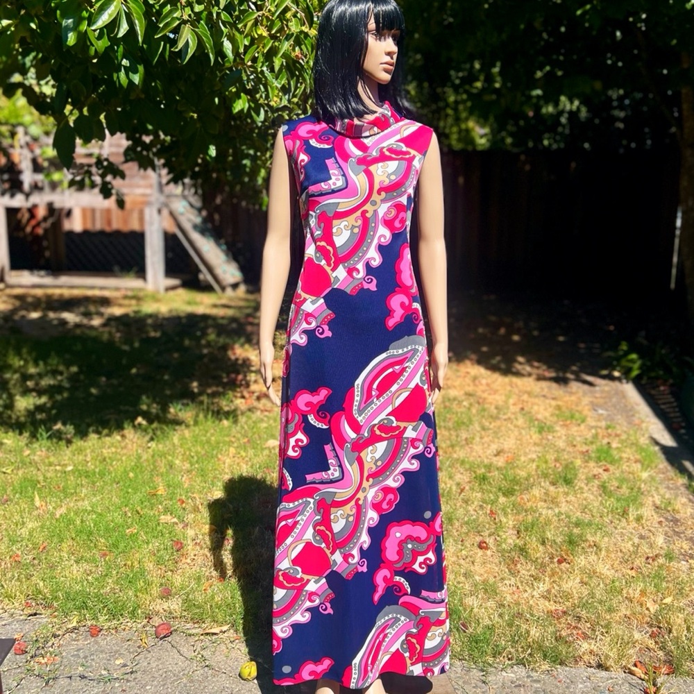 Late 1960s/Early 1970s European Made Psychedelic Butterfly Print Maxi Dress - Picture 8 of 8